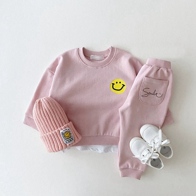 Plush - Fleece Shirt & Trouser - Smiley in Pink