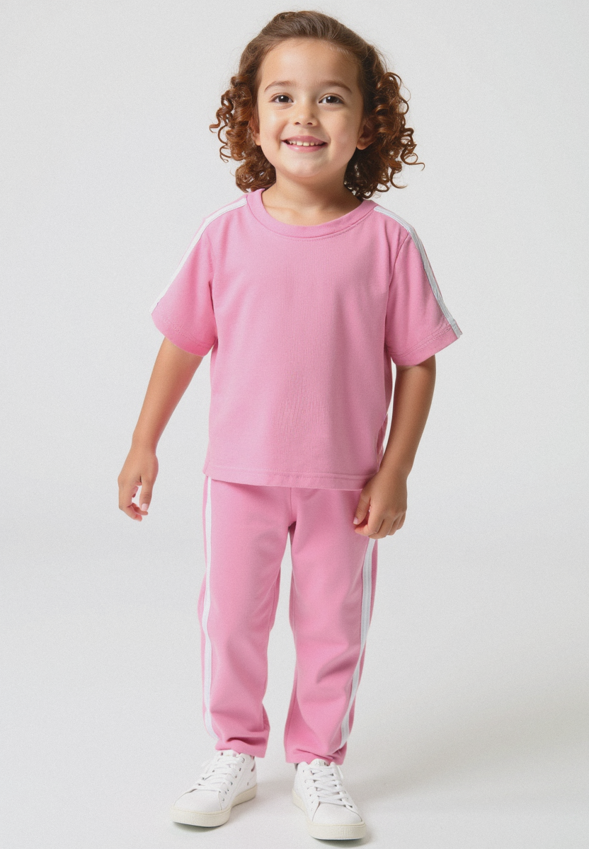 Plush-Premium Girls Casual Wear P/J Set Pink