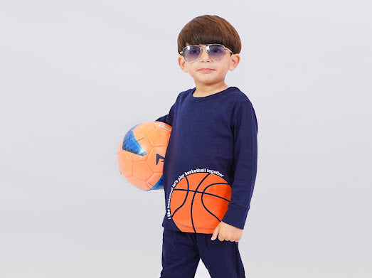 Plush-Premium Basics Casual Wear P/J Set Dark Blue