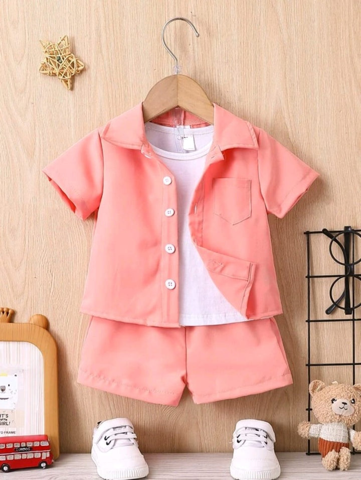 Plush- Boys Short and Shirt Set - Pink