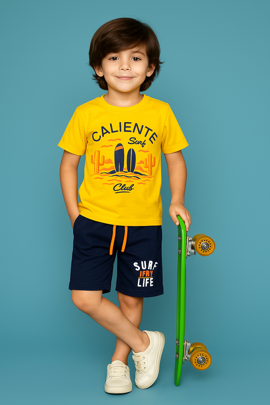 BOYS SHIRT SHORT SUMMER SET-Yellow