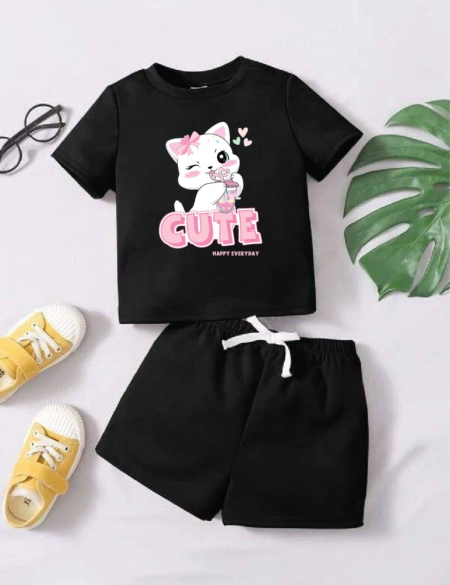Plush-Summer Set-Cute Cat Black