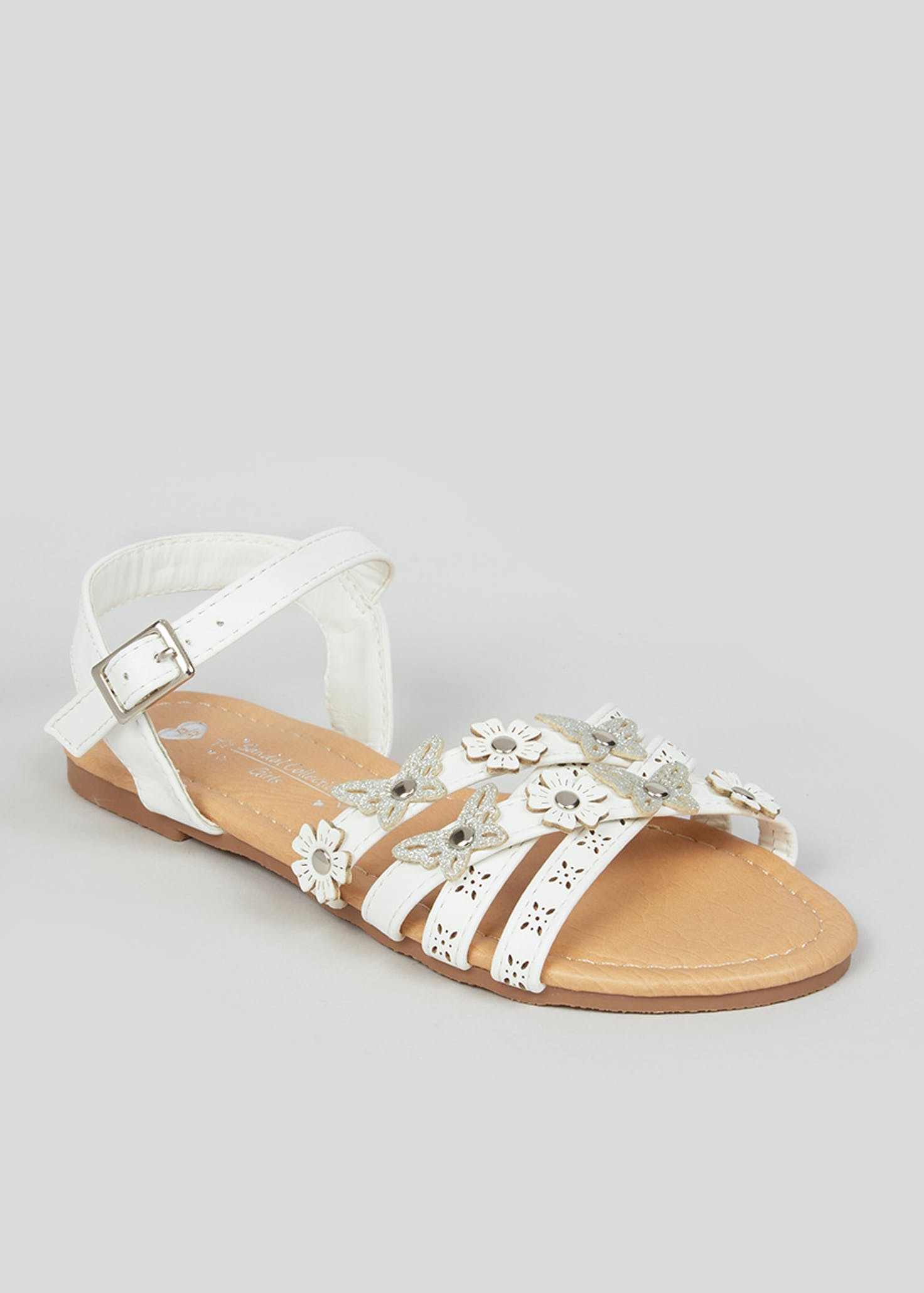 MATALAN-Girls White Strappy Sandals –