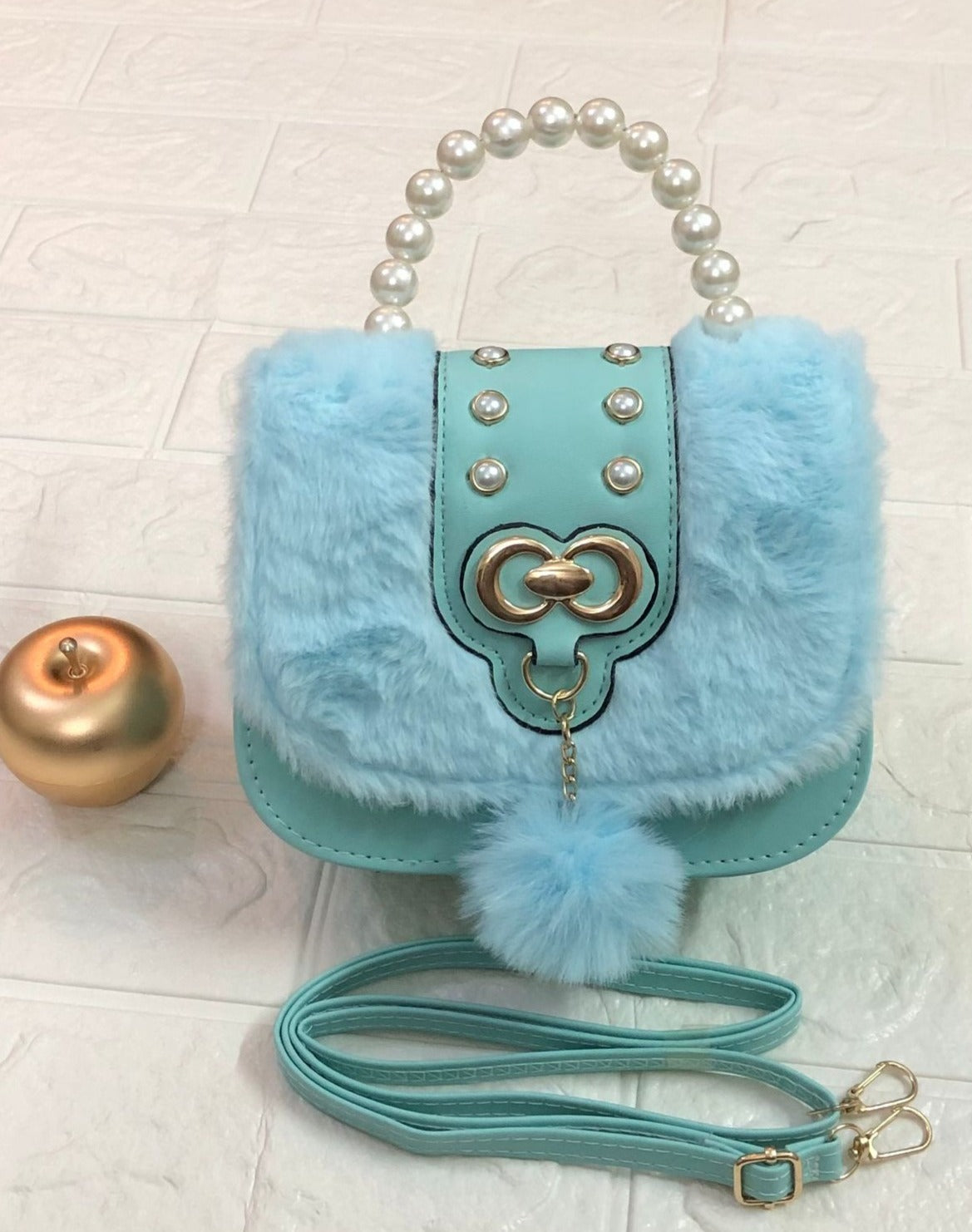 Kids Fur Bag Blue