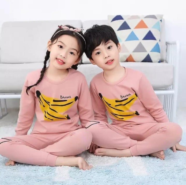 Plush Night Suit - PJ Set Pink Banana