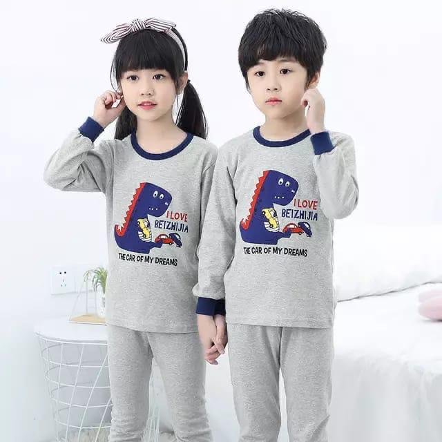 Plush Night Suit - PJ Set Grey Dino