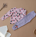 New Disney Mickey & Minnie Girls’ Pajama Set – PINK Printed Top with Red Trousers | Kids Nightwear