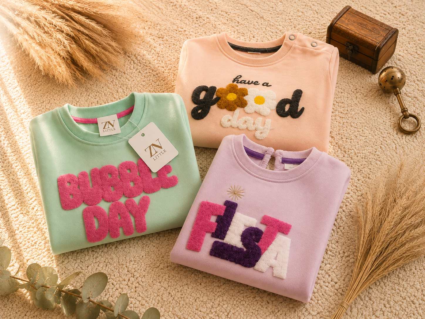 Kids Sweatshirt Pack of 3 | Pastel Girls Winter Wear