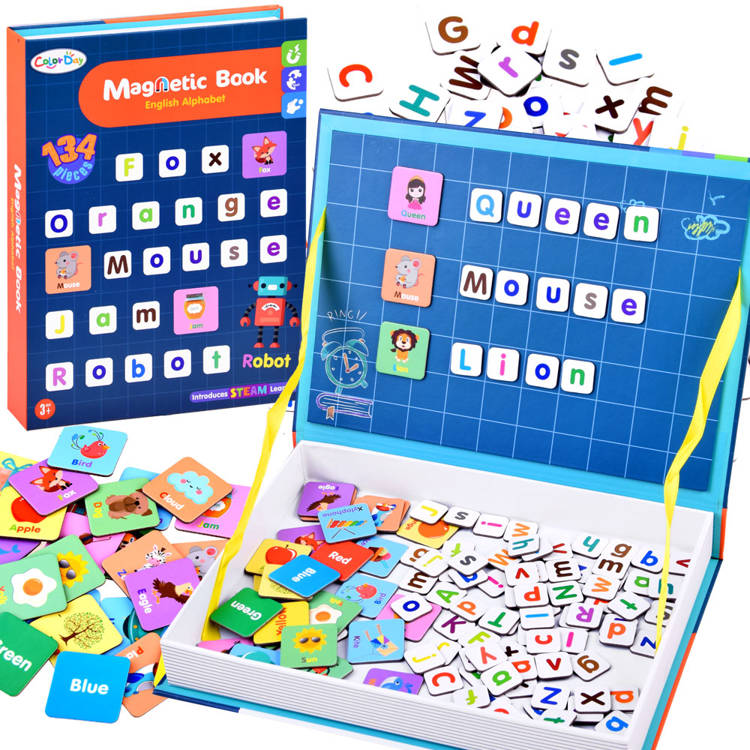 Magnetic alphabet learning book with colorful ABC letters for kids
