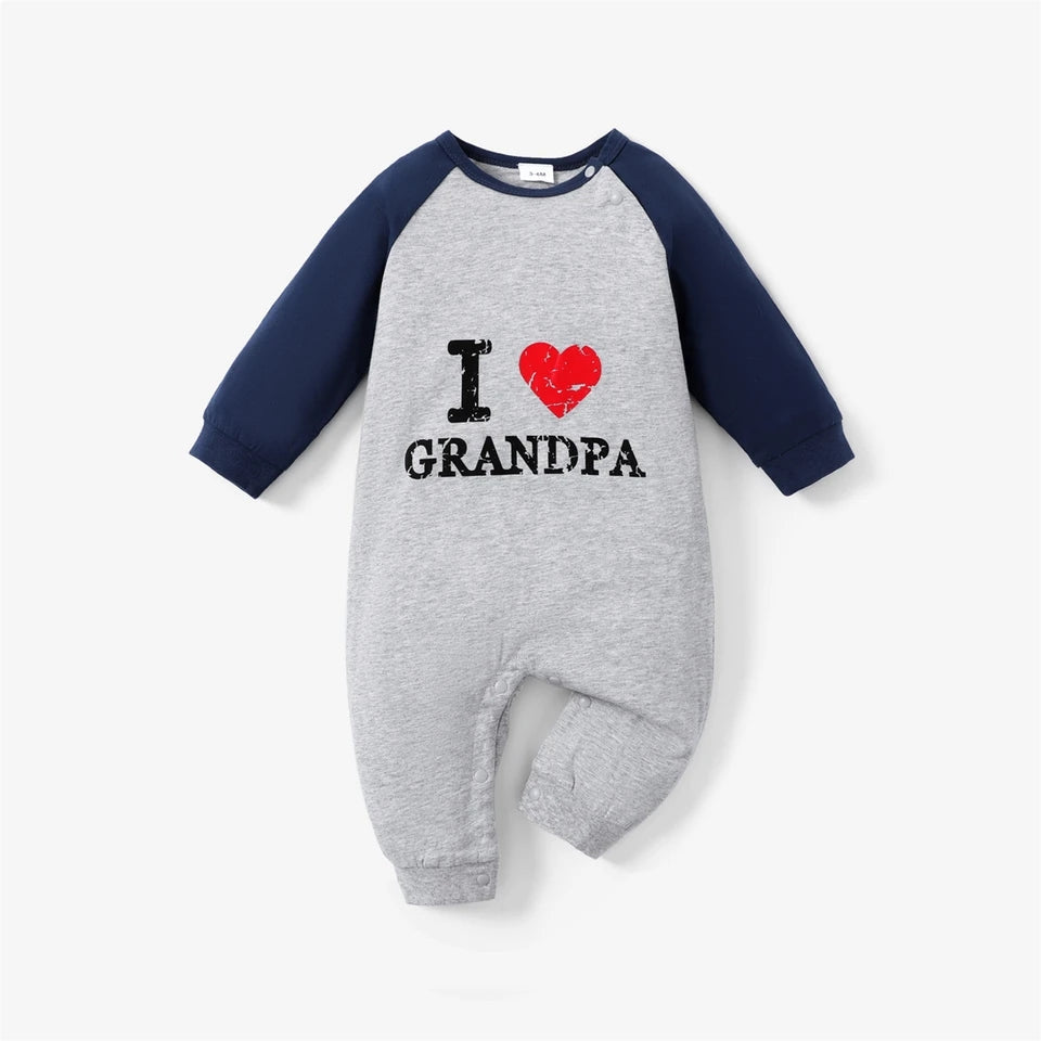 Plush-Printed Rompers - I Love Grand Pa