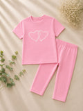 Girls Soft Pink T-Shirt & Legging Set