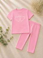 Girls Soft Pink T-Shirt & Legging Set
