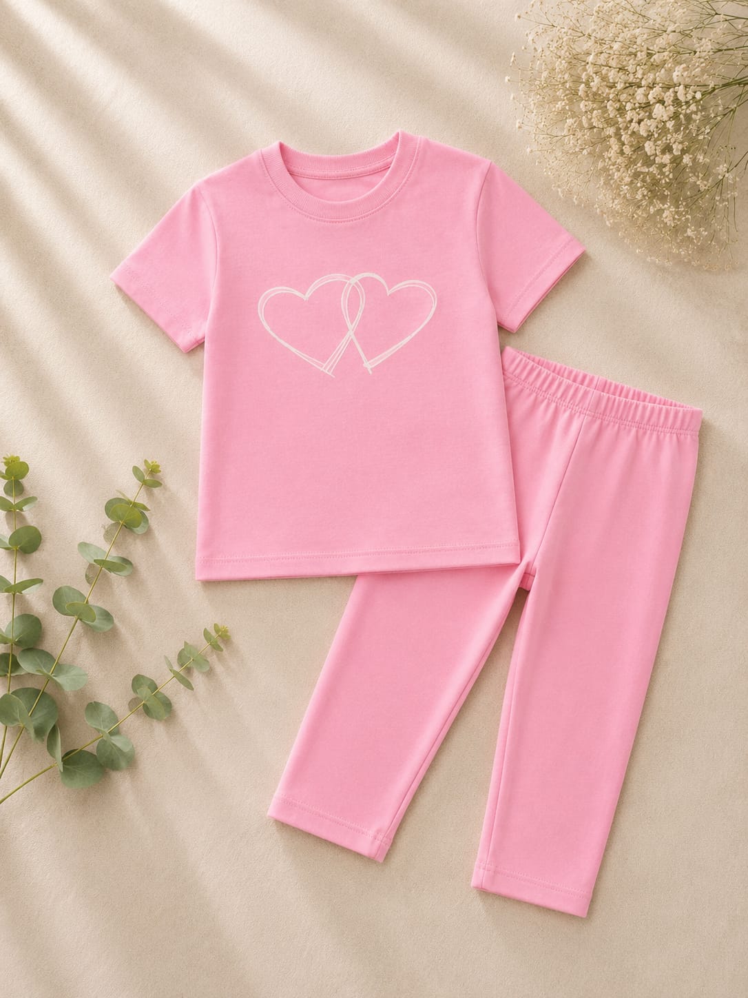 Girls Soft Pink T-Shirt & Legging Set