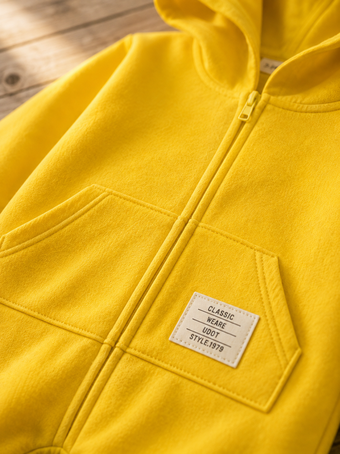Plush-Hoodie Romper - Yellow