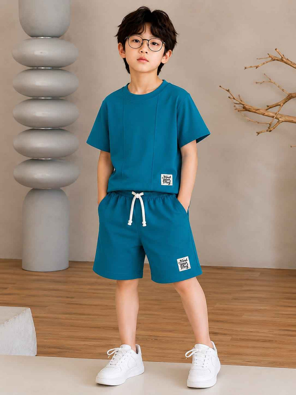 Boys Teal Blue "Find Your Way" T-Shirt & Shorts Set