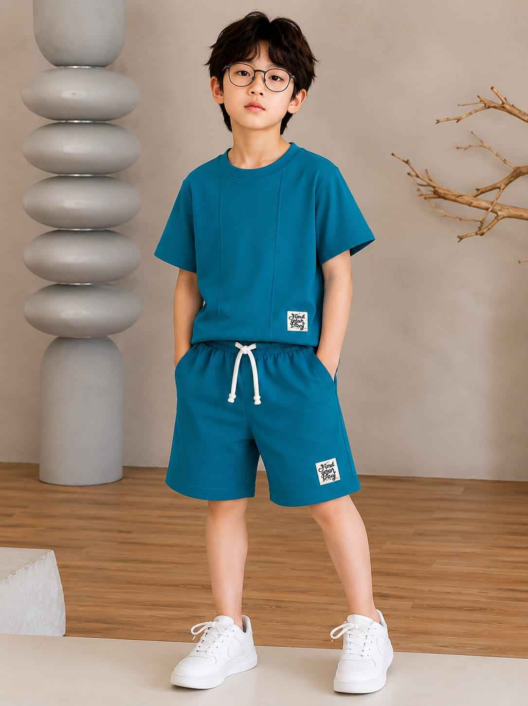 Boys Teal Blue "Find Your Way" T-Shirt & Shorts Set
