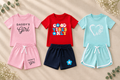 Kids cotton t-shirt shorts co-ord set pack of 3