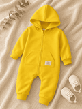 Plush-Hoodie Romper - Yellow