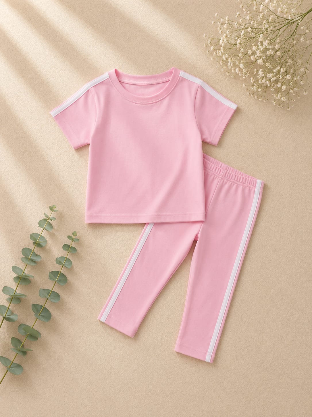 Basics By Nifty Girls T-Shirt and Trouser (Stripe) – Pink