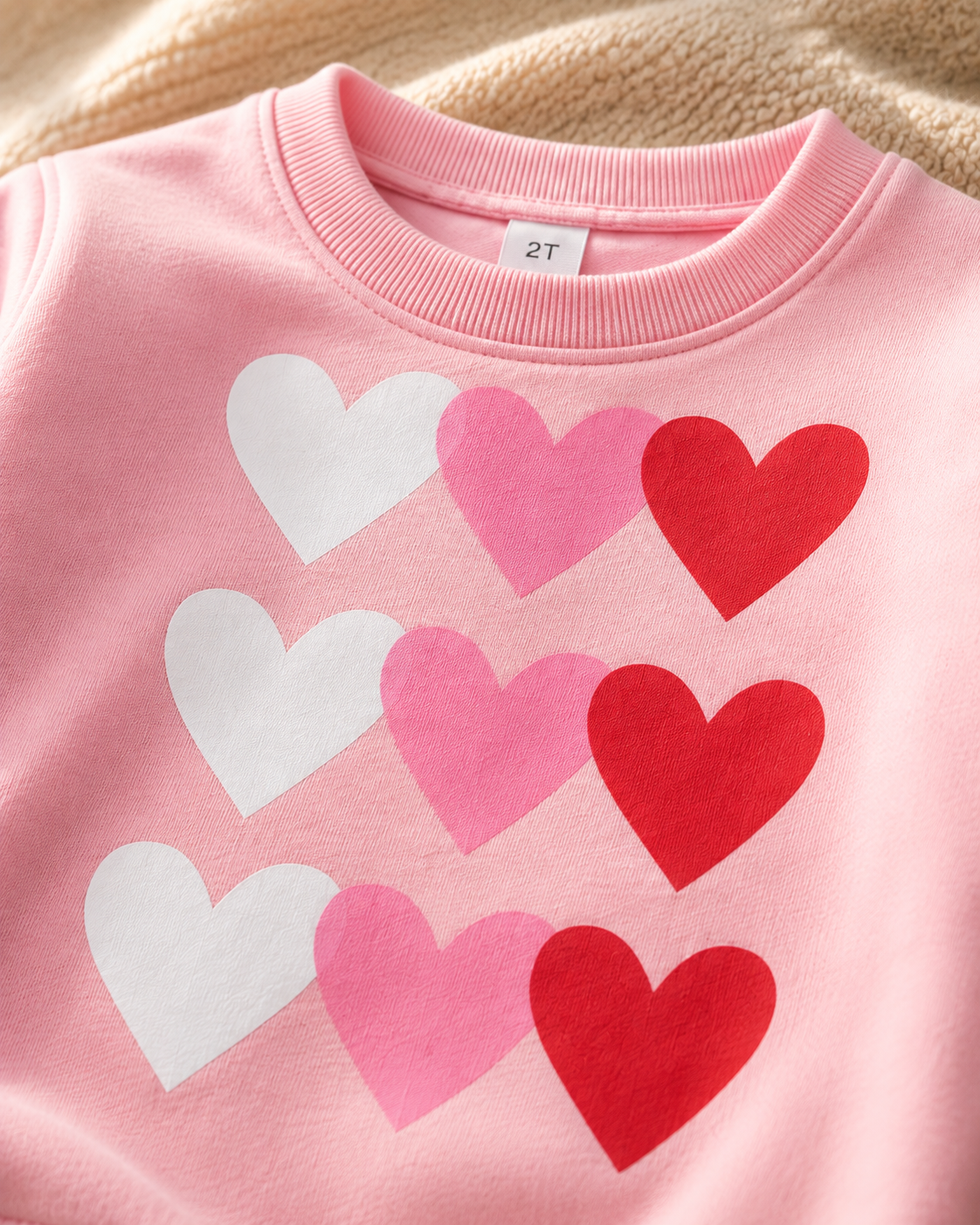 Plush Fleece Shirt & Trouser - Hearts in Pink