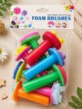 8-piece colorful kids' foam sponge stampers with heart, star, and smiley face shapes.