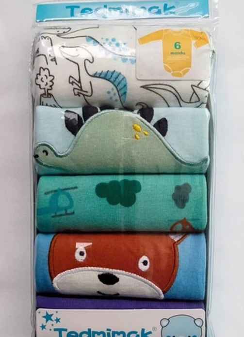 Baby Boy Printed Bodysuits Pack of 5