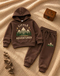 Brown “Little Adventurer” Kids Sweatshirt & Jogger Set