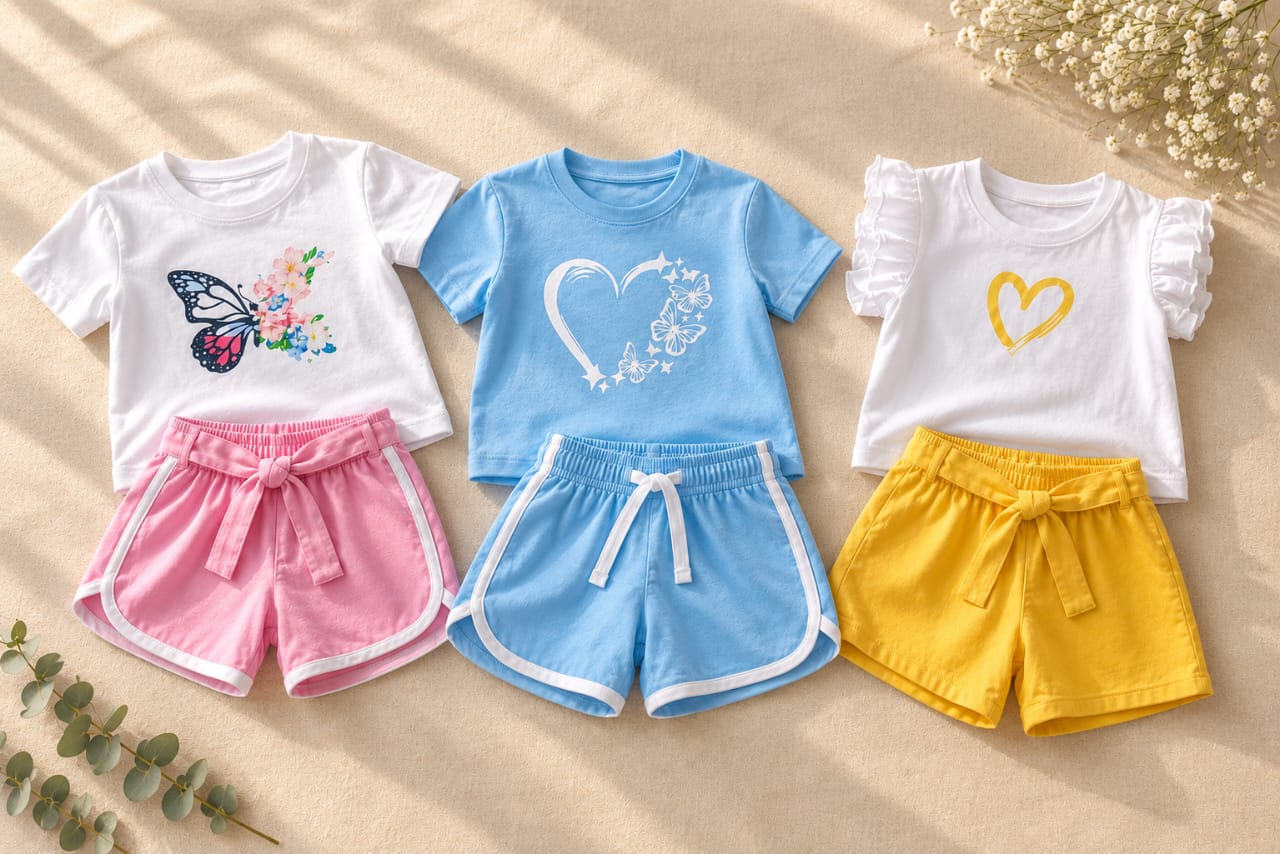 Girls Butterfly Print Co-Ord Set Pack of 3 – Floral Collection