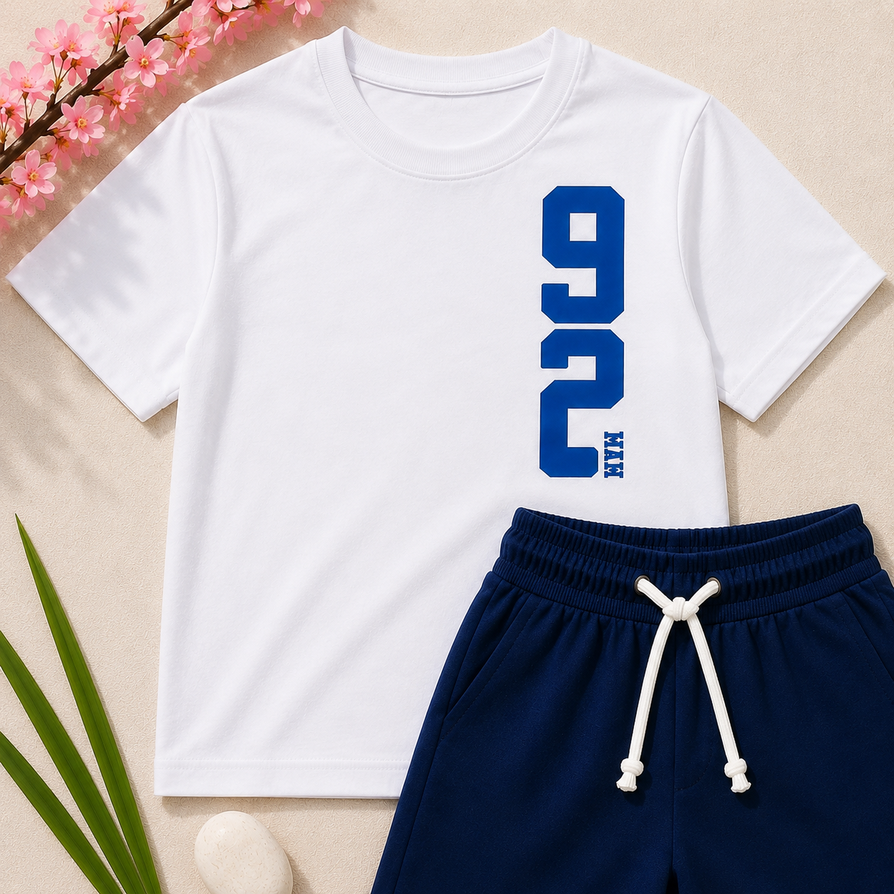 Boys White & Blue "92 Max" T-Shirt & Shorts Set
