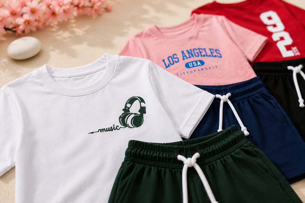 Boys Printed T-Shirt & Shorts Outfit Set – Pack of 3 | Casual Kids Wear