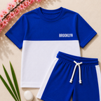 Boys Royal Blue & White "Brooklyn" T-Shirt & Shorts Set