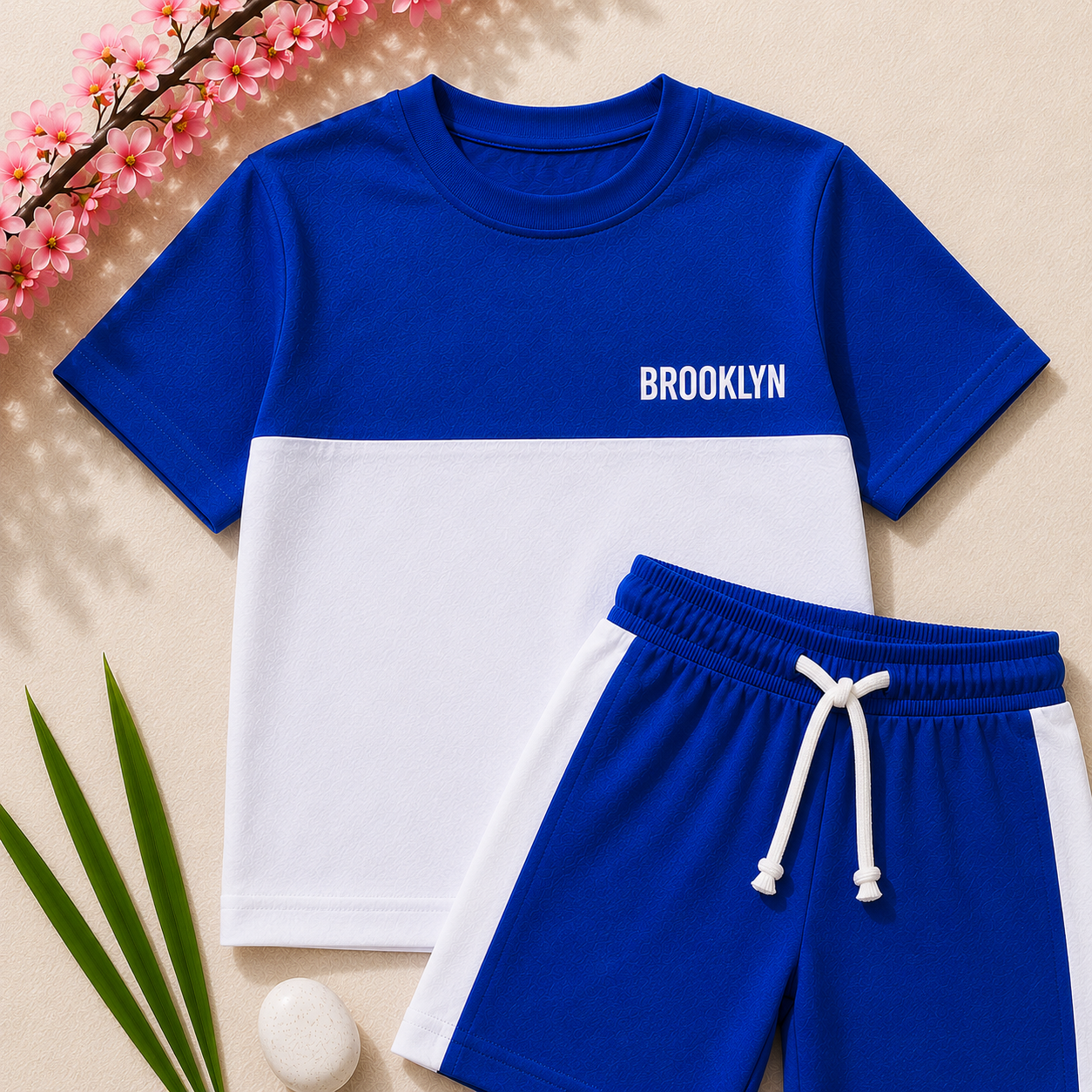 Boys Royal Blue & White "Brooklyn" T-Shirt & Shorts Set