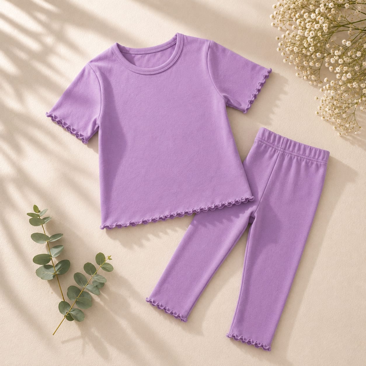 Girls Purple Premium Casual Pajama Set