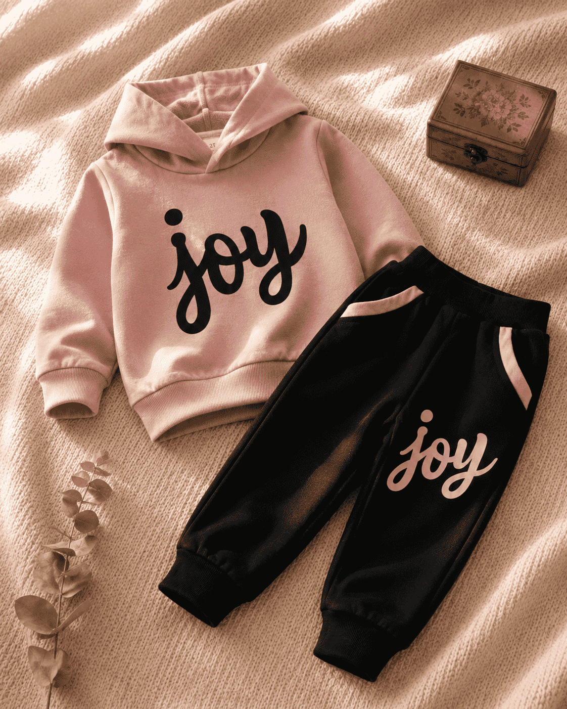 Plush - Hoodied Fleece Shirt & Trouser - Joy in Pink Contrast