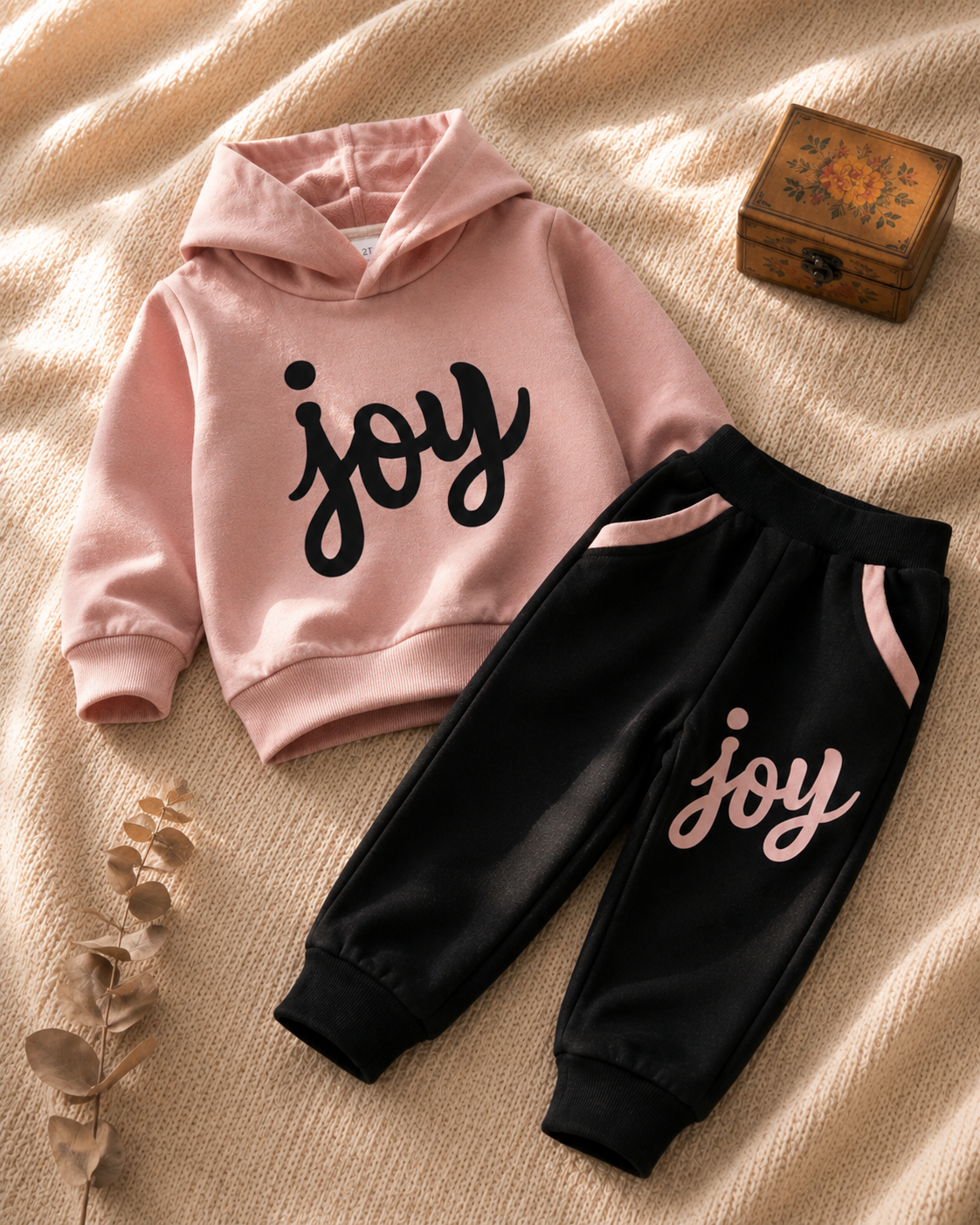 Plush - Hoodied Fleece Shirt & Trouser - Joy in Pink Contrast