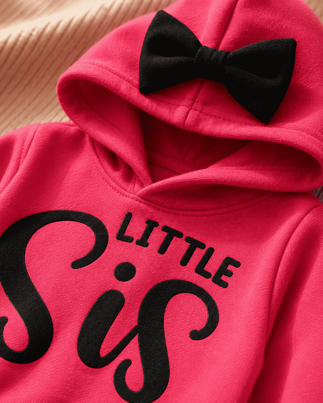 Plush Hoodied Fleece Shirt & Trouser - Little Sis in Hot Pink