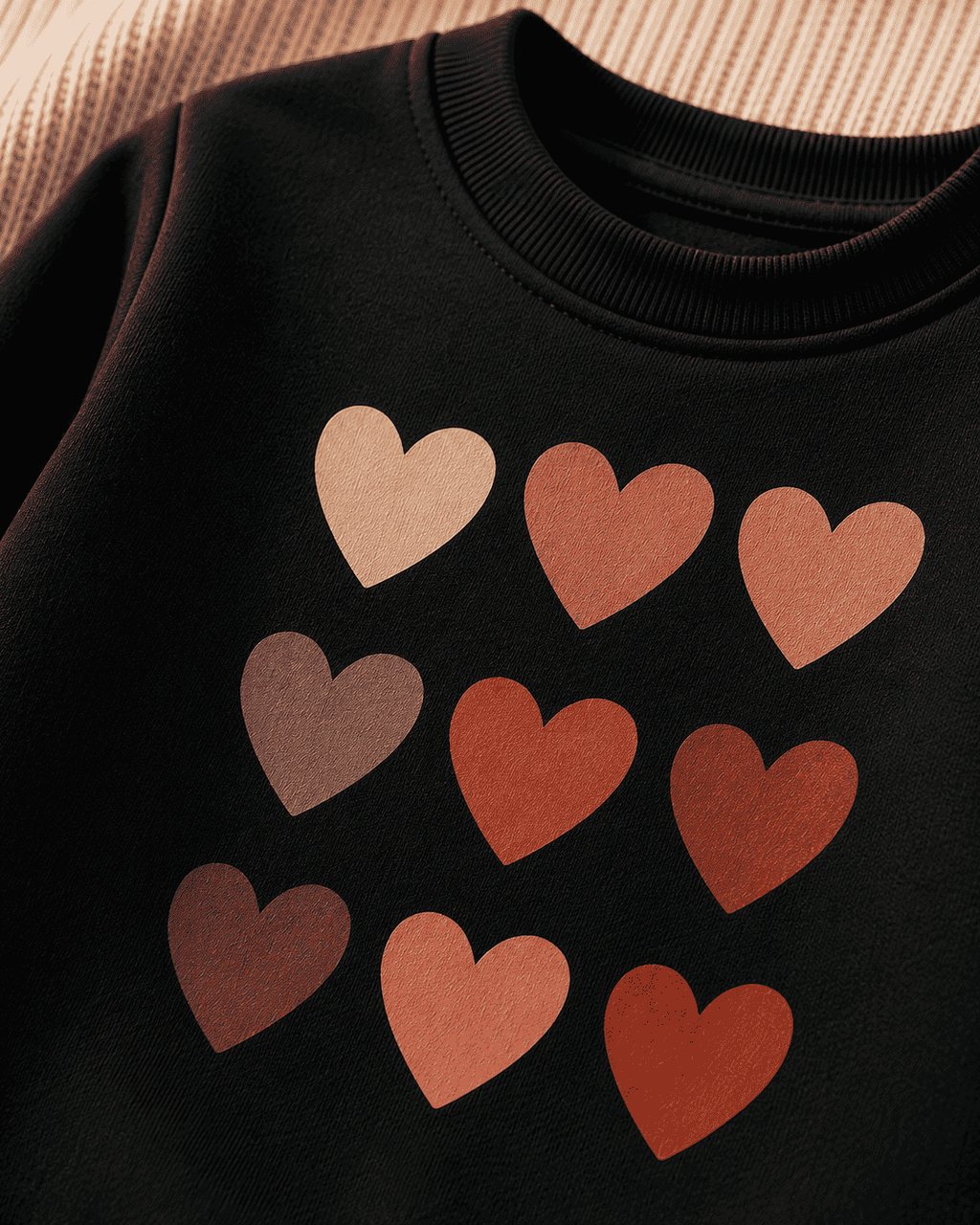 Plush-Round Neck - Colored Hearts Fleece Sweat Set