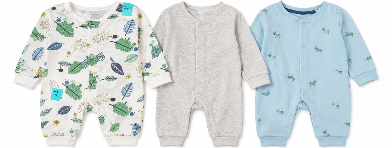 Baby Cotton Romper Pack of 3 | Full Sleeve Front Open | Soft Newborn Baby Wear