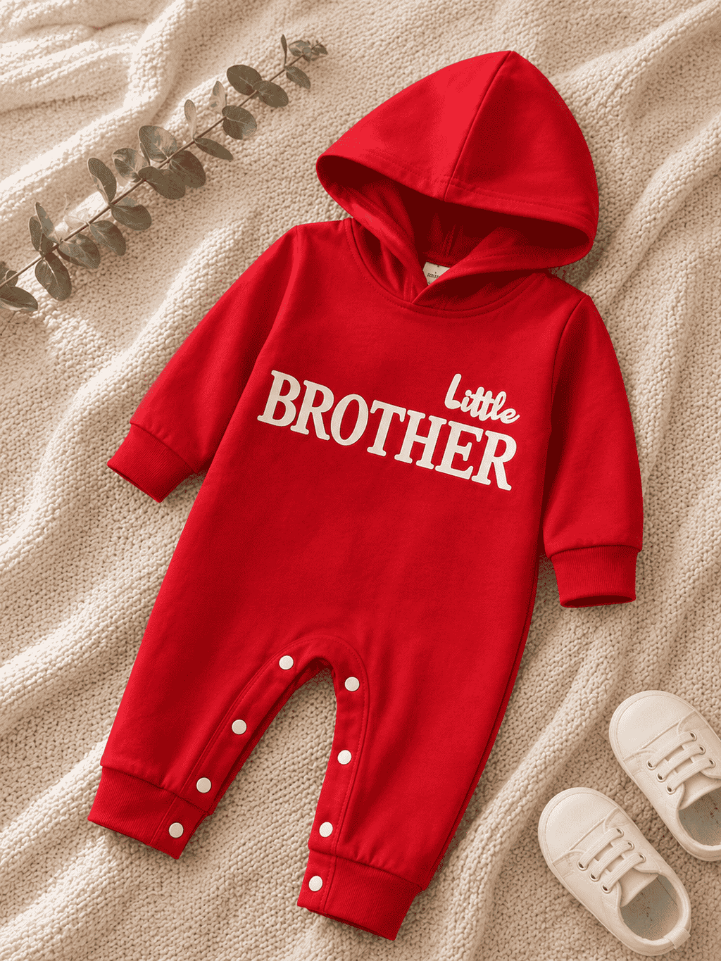 Plush-Hoodie Romper - Little Brother in Red