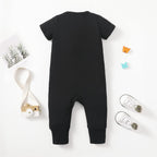 Plush-Premium Half Sleeve Romper - Black