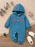Plush-Hoodie Romper - Polo in Blue