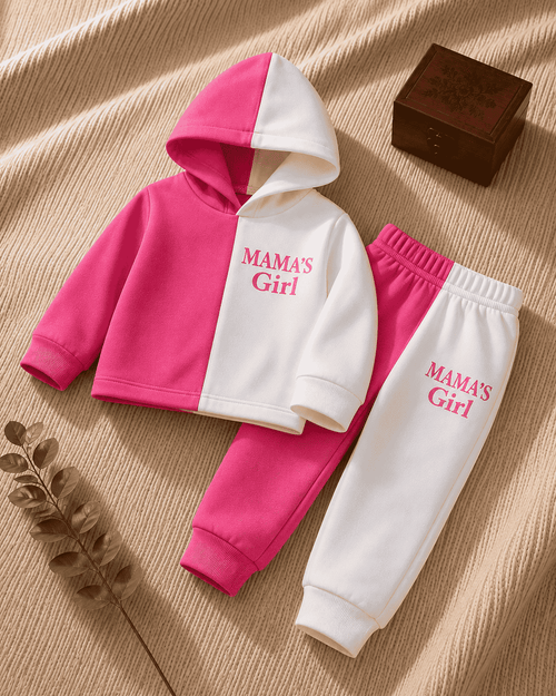 Plush Hoodie Style - Mamas Girl Fleece Basic Pink Contrast