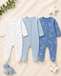 Blue & Dino Dreams Baby Sleepsuit Set – Primark UK (Pack of 3)
