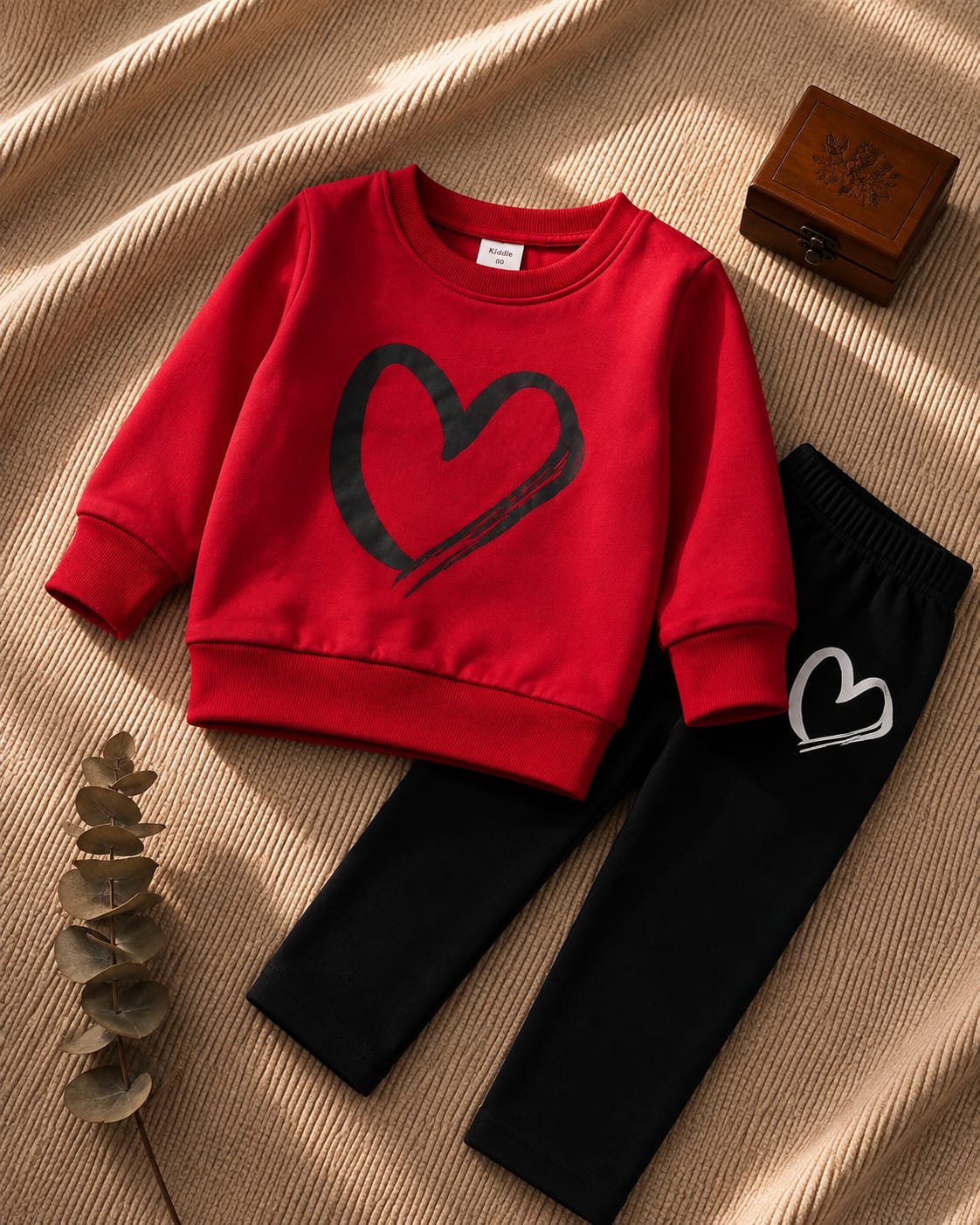 Plush -  Fleece Shirt & Trouser - Hearts in Red