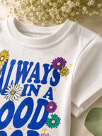 Girls Royal Blue "Good Mood" T-Shirt & Flapper Trouser Set
