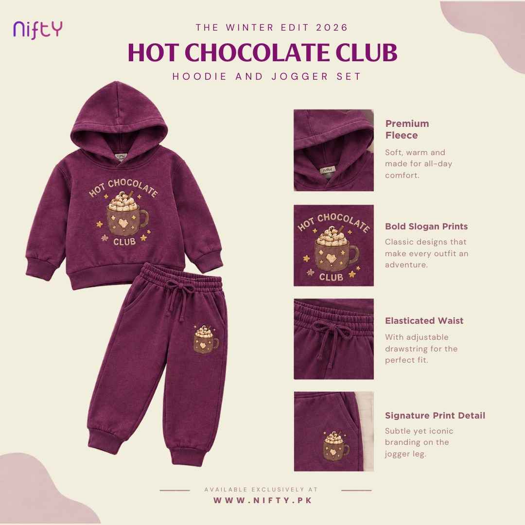 Plum Purple “Hot Chocolate Club” Kids Hoodie & Jogger Set