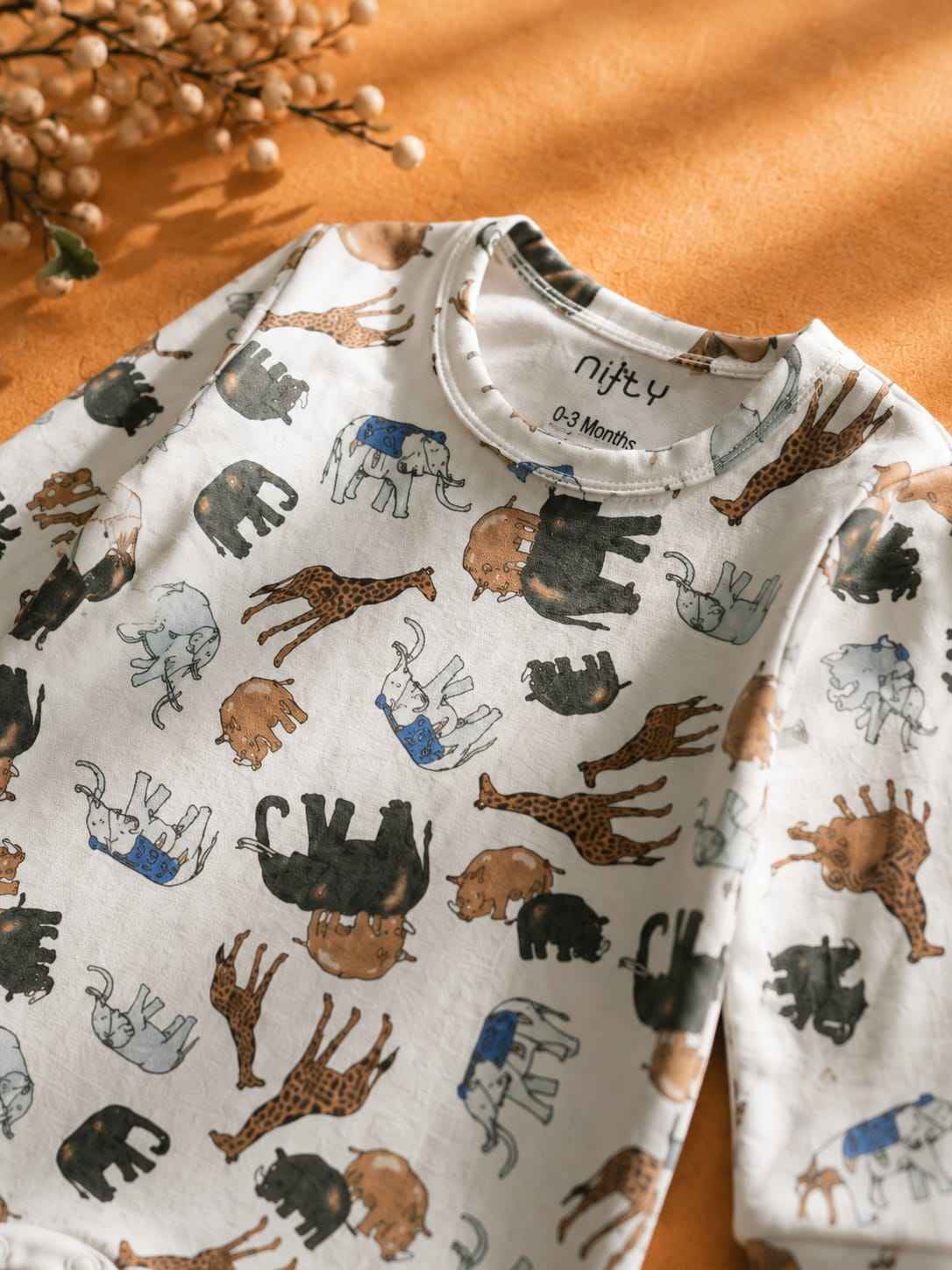 Baby Elephant & Giraffe Romper | Cream Jumpsuit