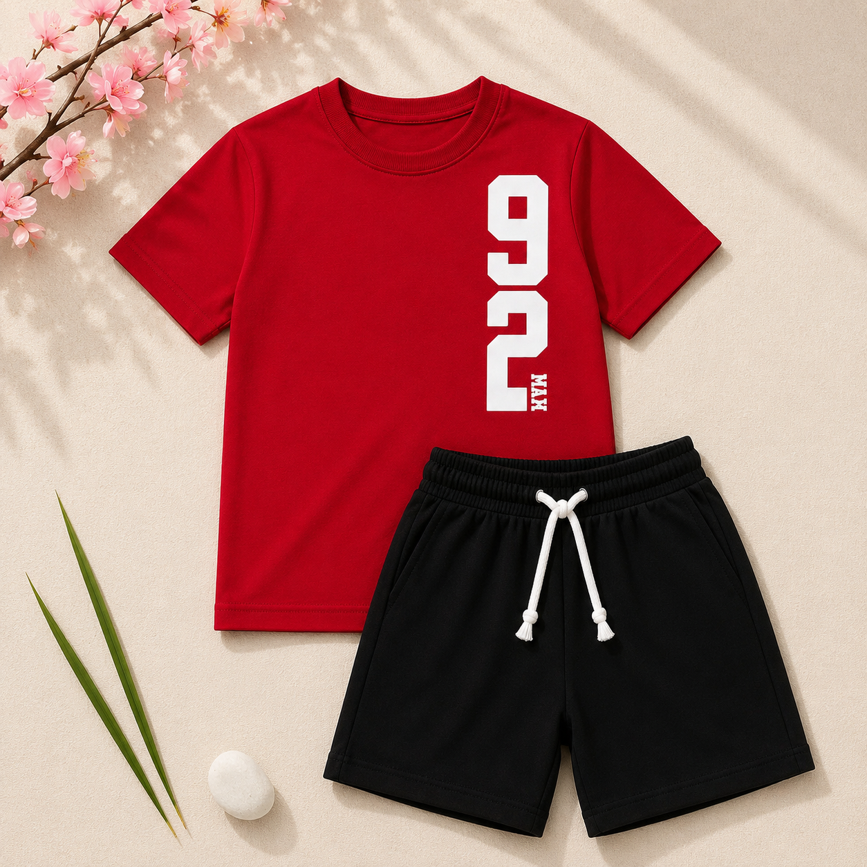 Boys Red & Black "92 Max" T-Shirt & Shorts Set