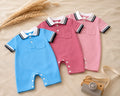 Baby boy polo collar romper jersey fabric pack of 3