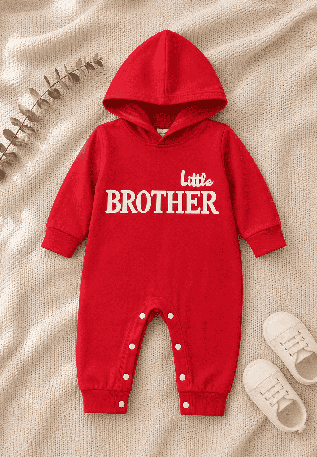 Plush-Hoodie Romper - Little Brother in Red